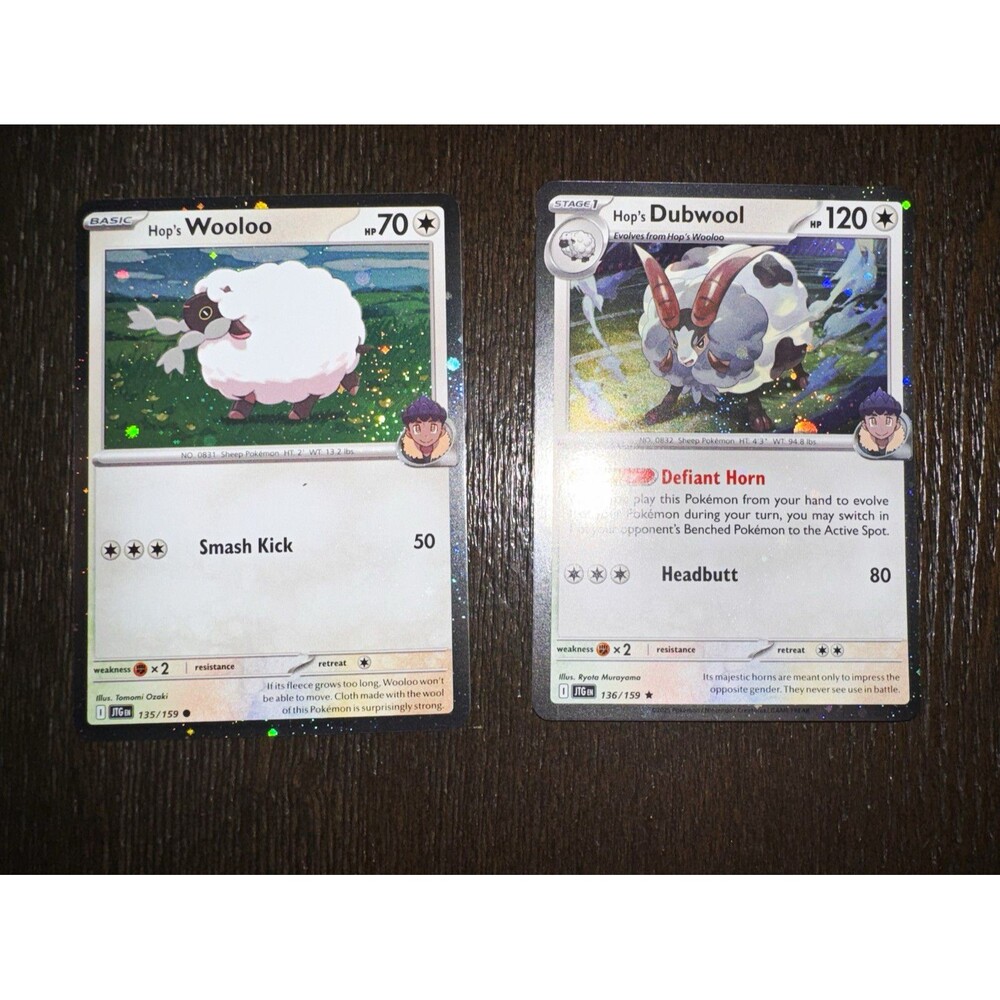 Pokémon TCG Crown Zenith Hop's Wooloo 135/159 + Hop's Dubwool 136/159 Holo